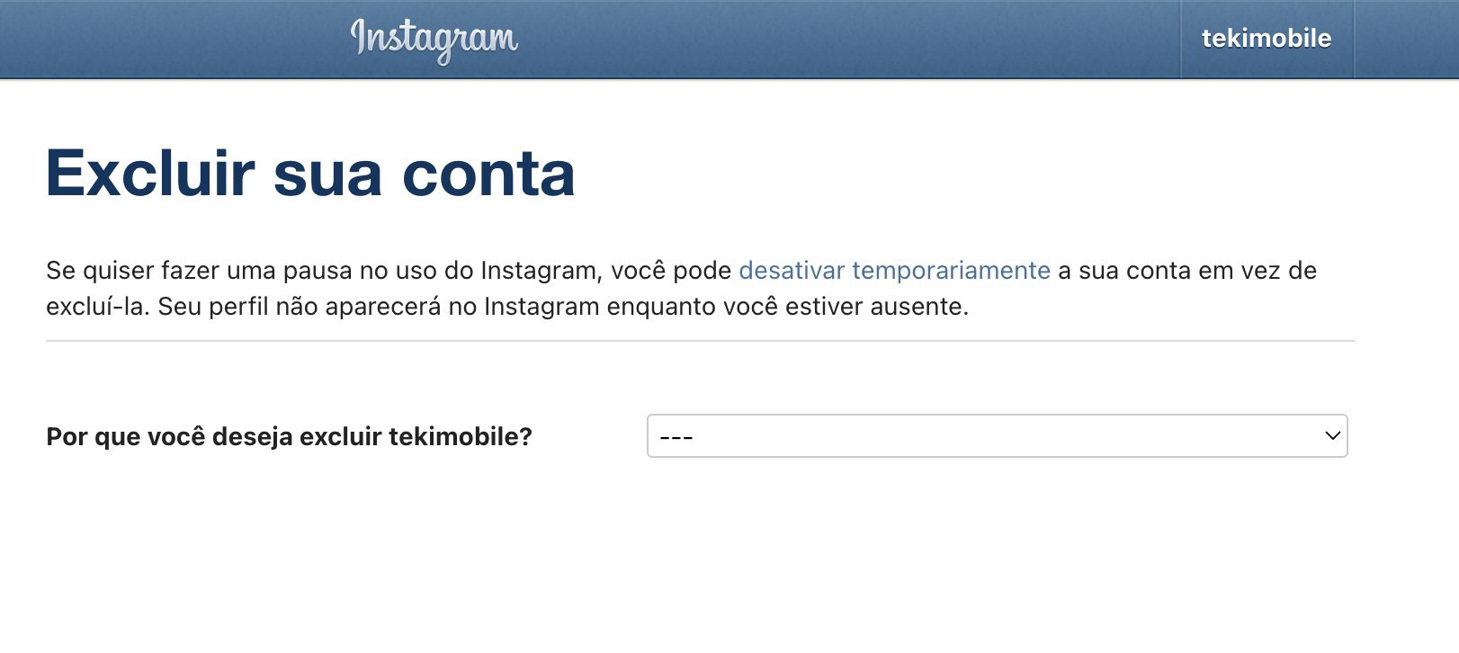 Como excluir conta do Instagram