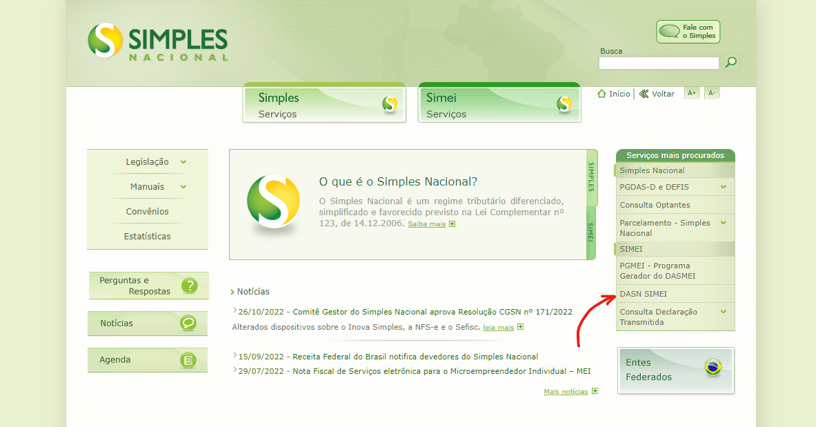 Clique em DASN SIMEI - Como fazer declaração anual do MEI