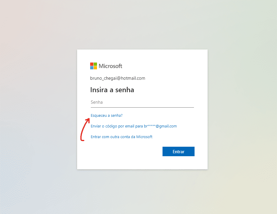 Clique em esqueceu a senha - Como entrar no Hotmail passo a passo