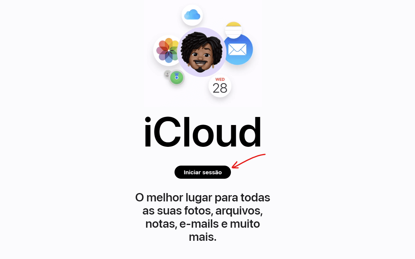 Clique sobre Iniciar sessão - Como usar o App Buscar para rastrear iPhones