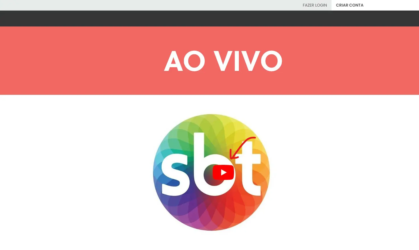 Clique sobre o Logo - Como assistir SBT ao vivo