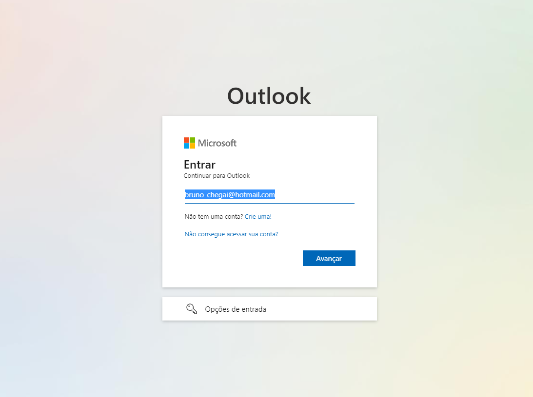 Entre com seu email - Como entrar no Hotmail passo a passo