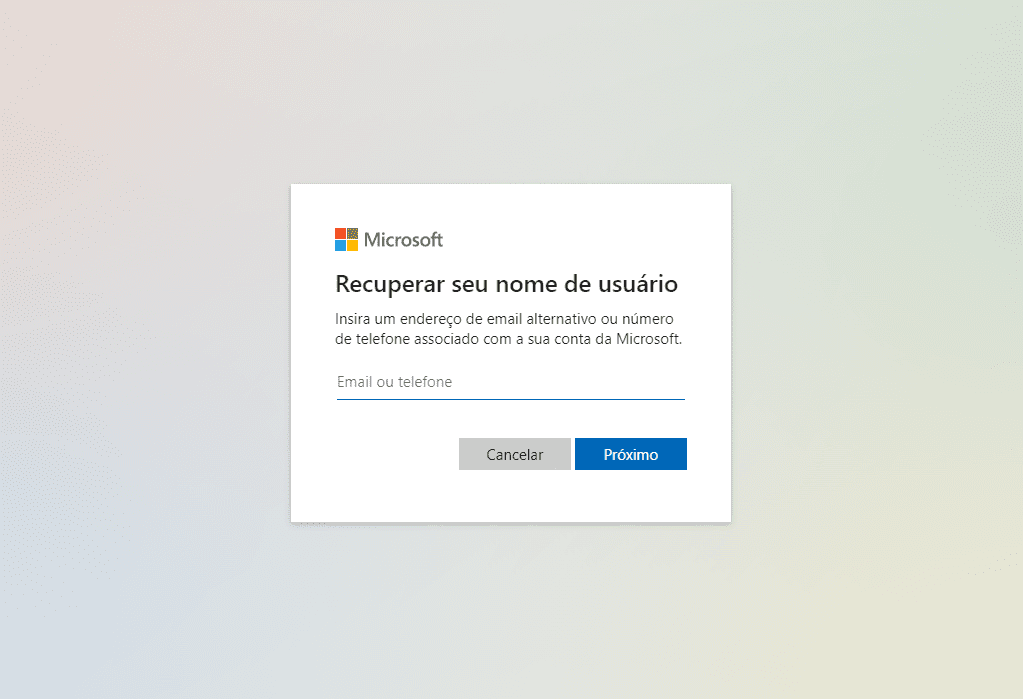 Insira alguma informação para recuperação - Como entrar no Hotmail passo a passo