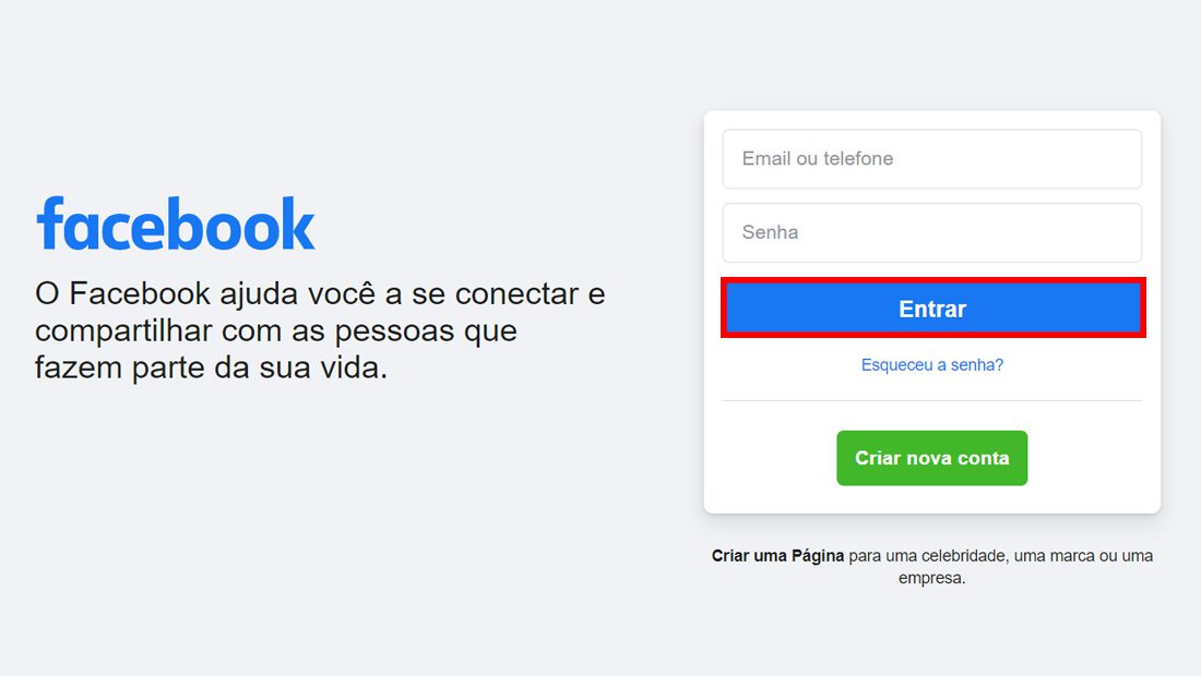 como entrar no facebook entrar botão