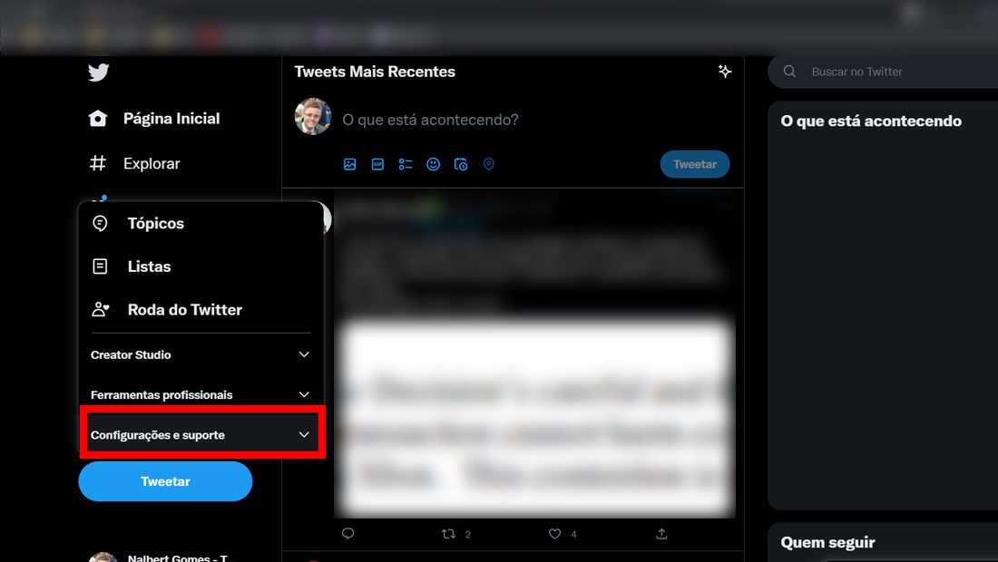 como privar o twitter configurações