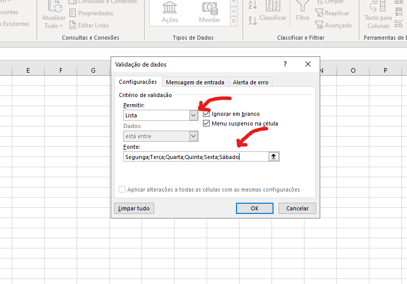 Crie sua lista - Como criar uma lista suspensa no Excel