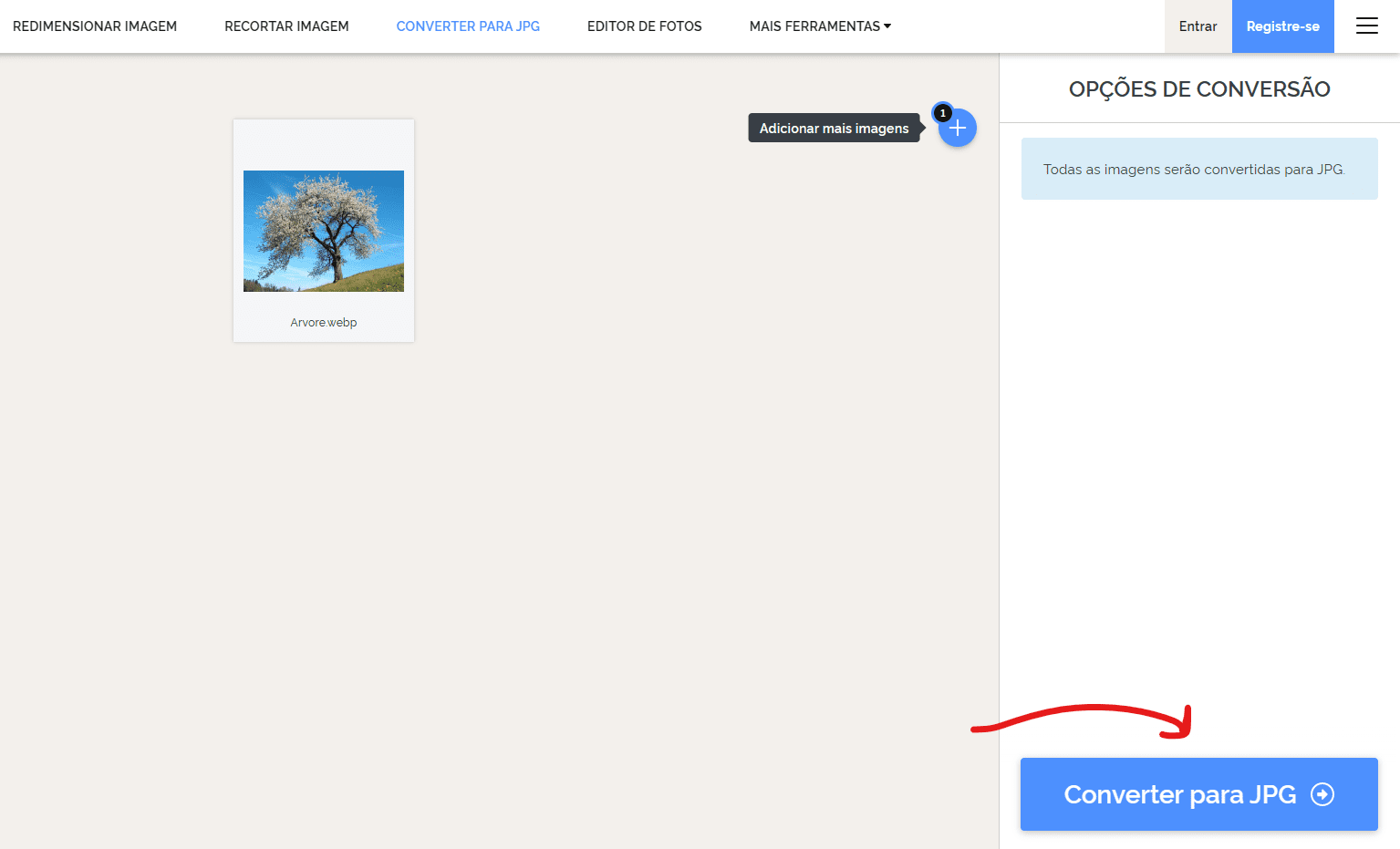 Clique em converter para JPG - Como converter webp em JPG online e gratuitamente