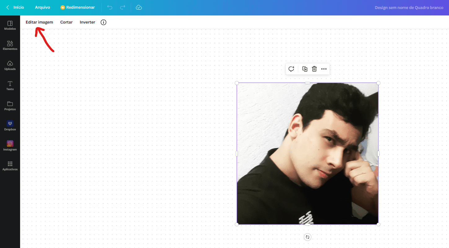 Clique sobre Editar imagem - Como tirar fundo de imagem no Canva