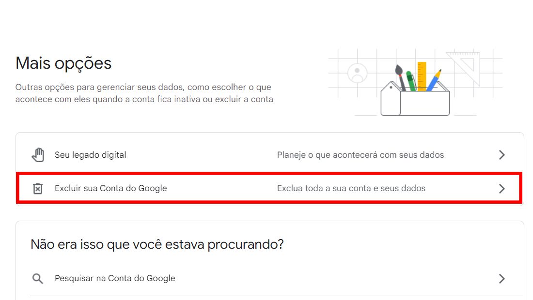 Como excluir conta do Google abaixo