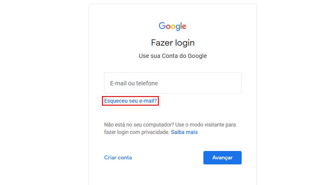 Como recuperar conta do Google esqueceu email