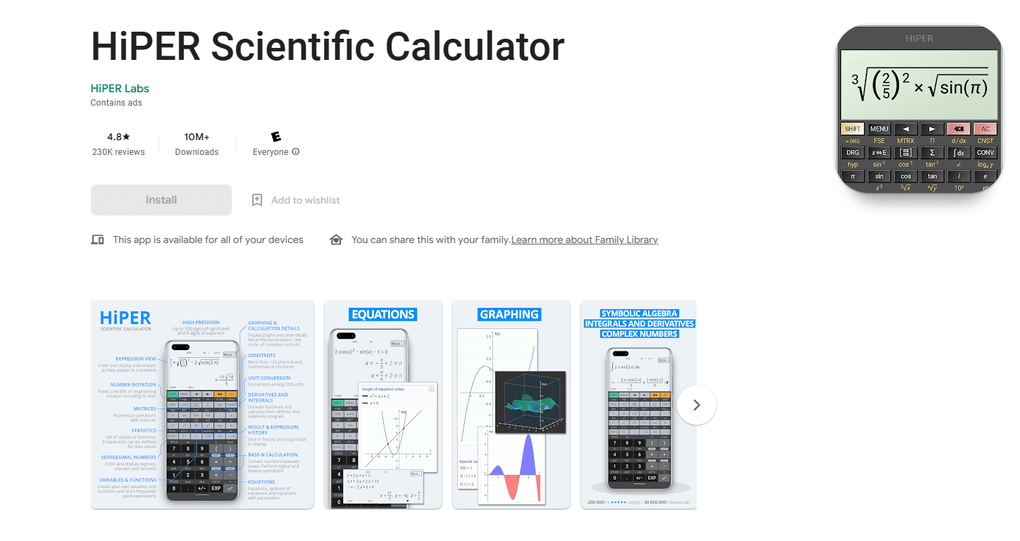 HiPER Scientific Calculator - Calculadora cientifica 9 melhores para Android e iOS