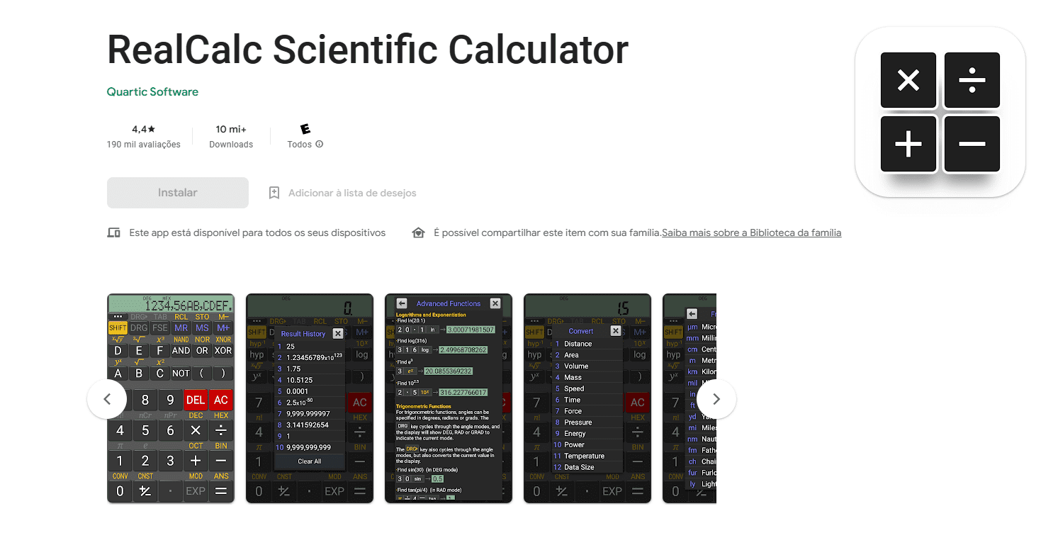 RealCalc Scientific Calculator - Calculadora cientifica 9 melhores para Android e iOS