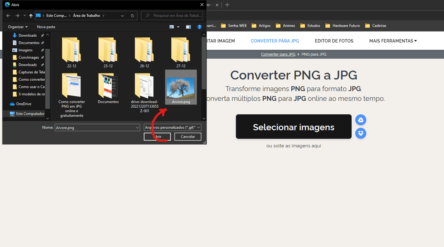 Selecione a imagem - Como converter PNG em JPG online e gratuitamente