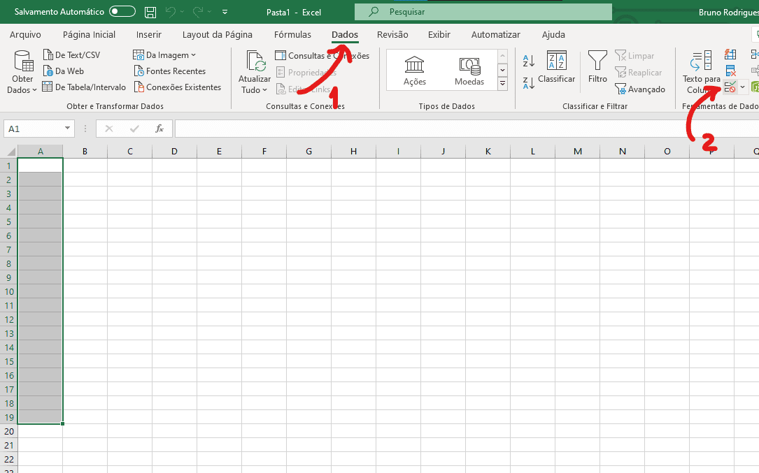 Selecione dados - Como criar uma lista suspensa no Excel