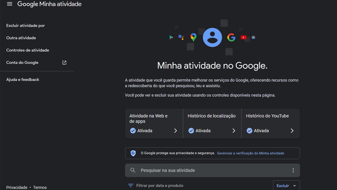 como apagar pesquisas do Google