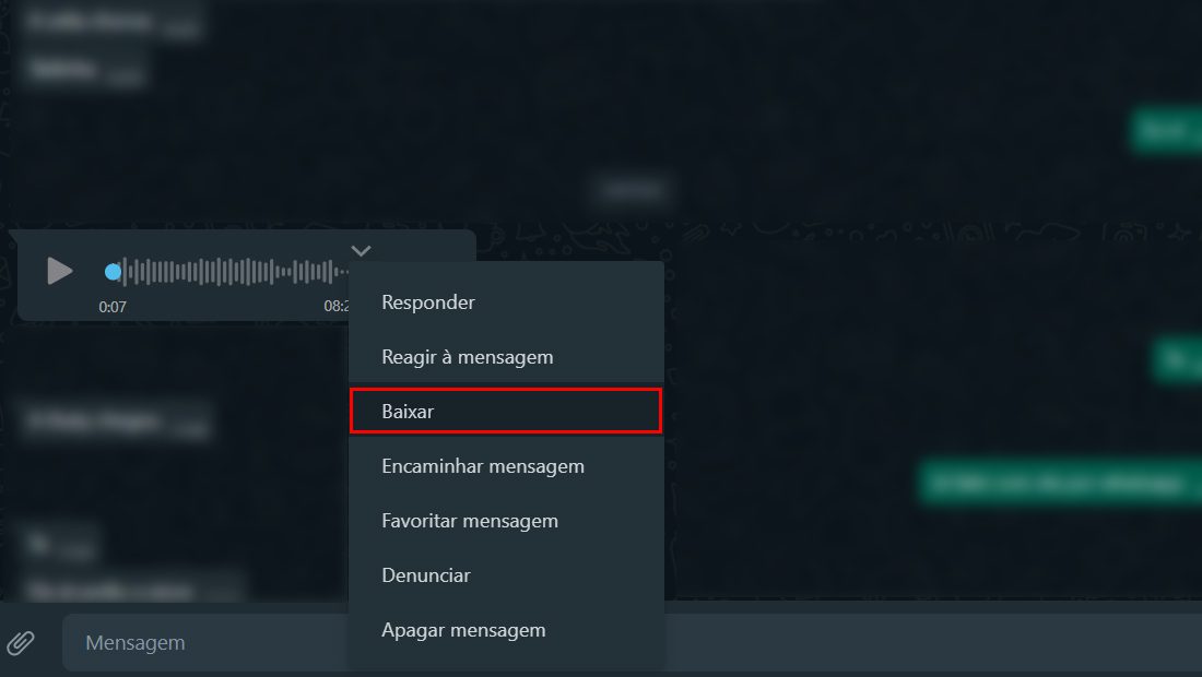 Como baixar áudios no WhatsApp Web baixa