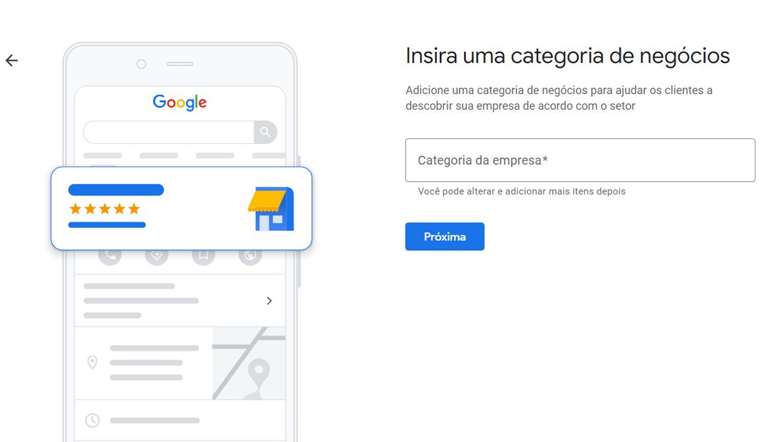 Google meu negócio categoria