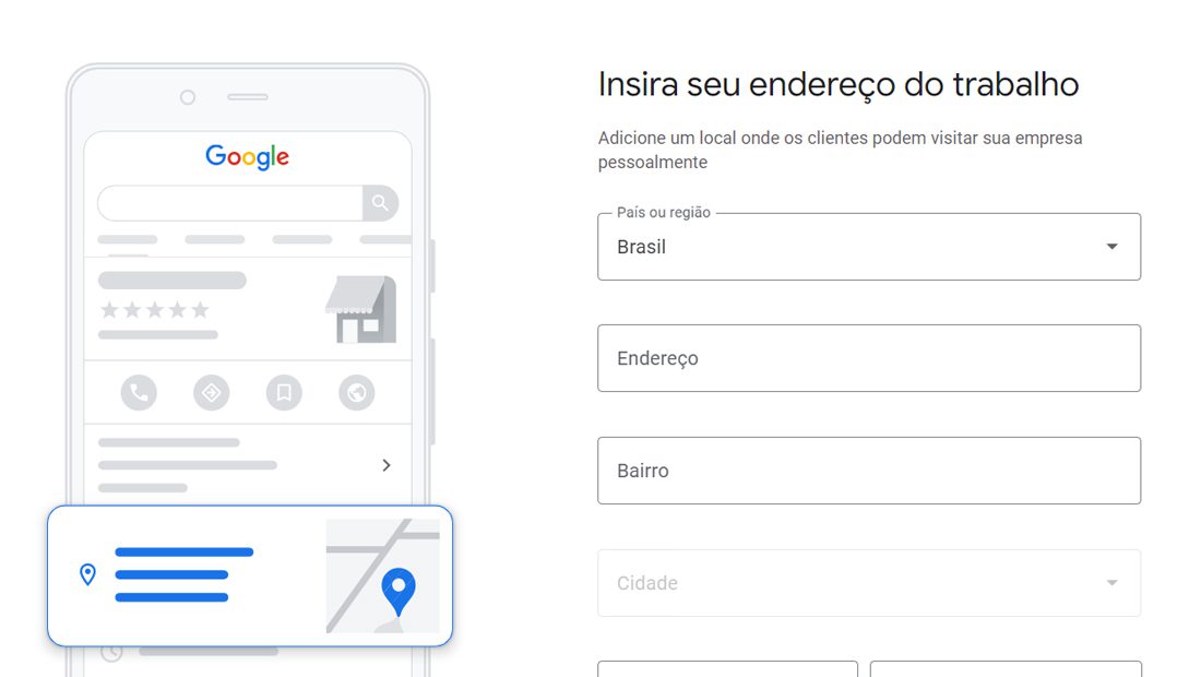 Google meu negócio endereço