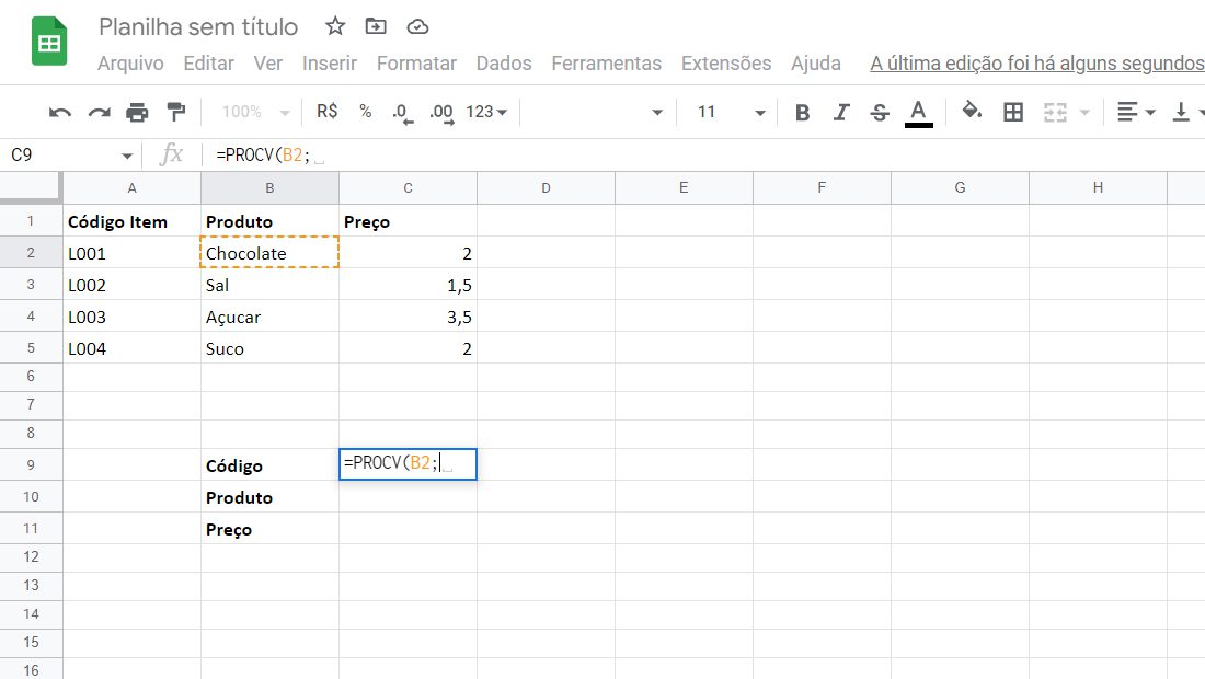 como usar o procv google planilhas