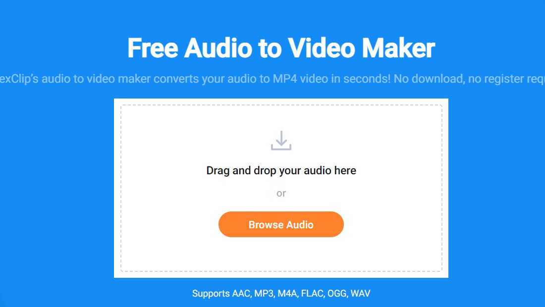 converter áudio para vídeo flexclip