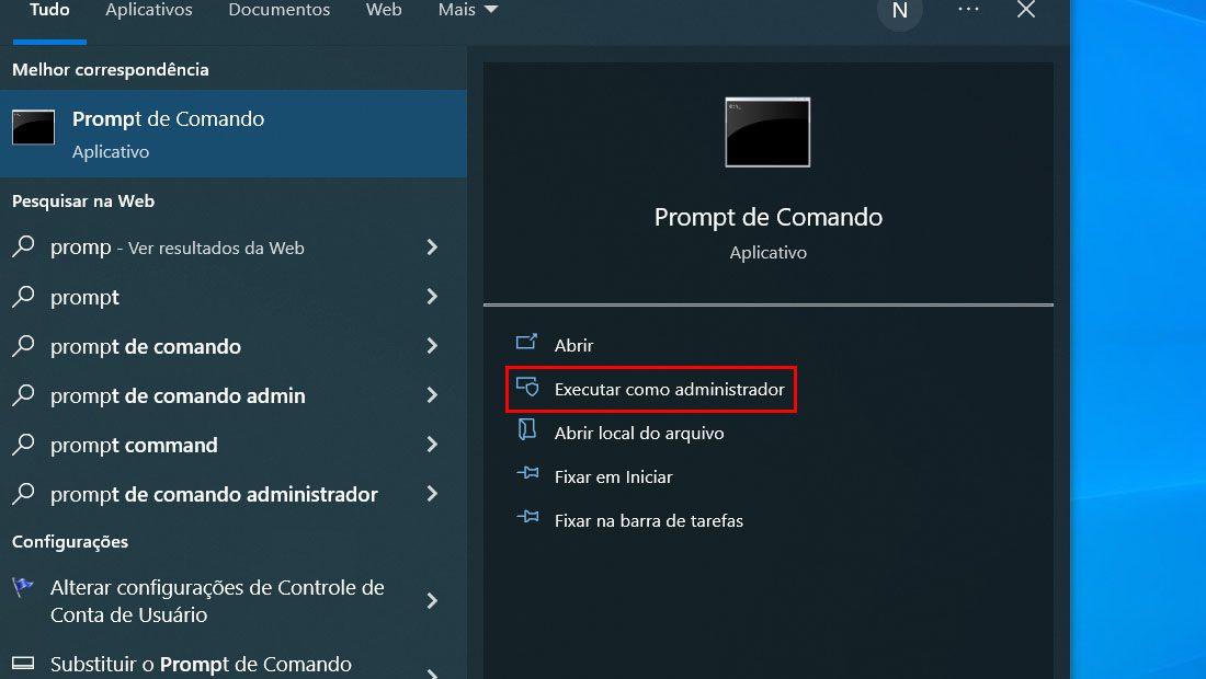 prompt comando windows 10