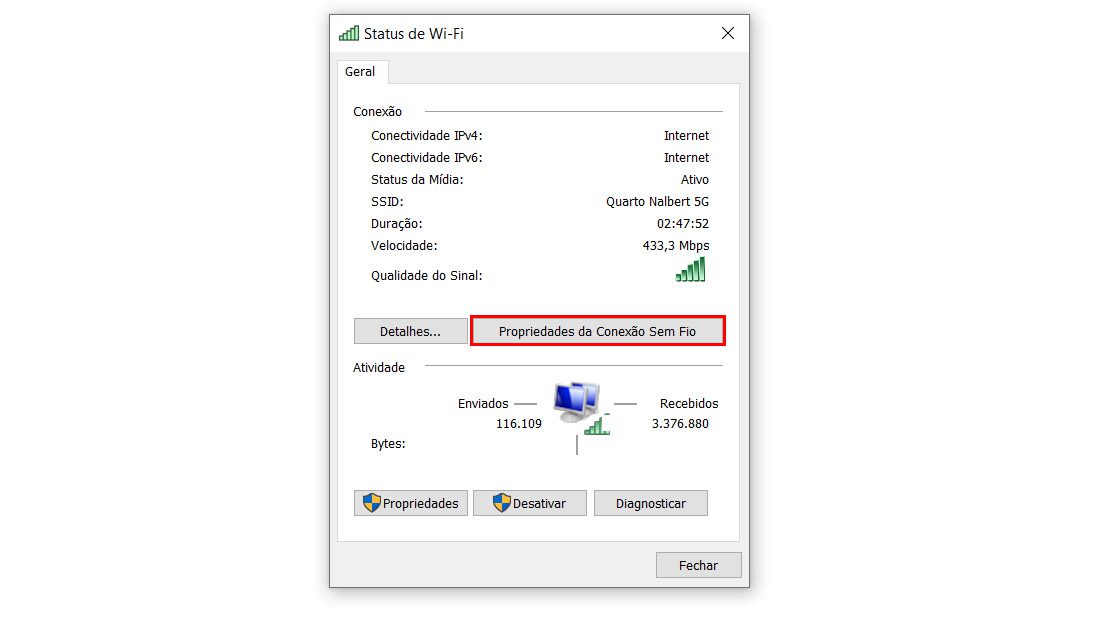 propriedades wifi windows