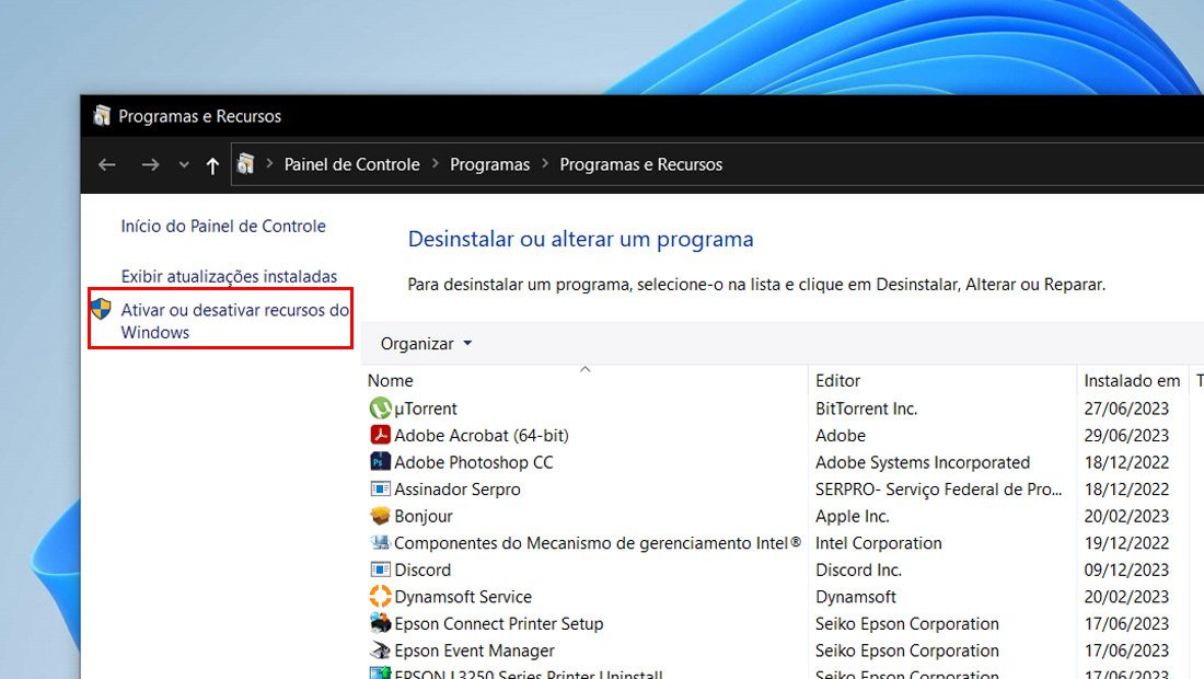 recursos windows painel