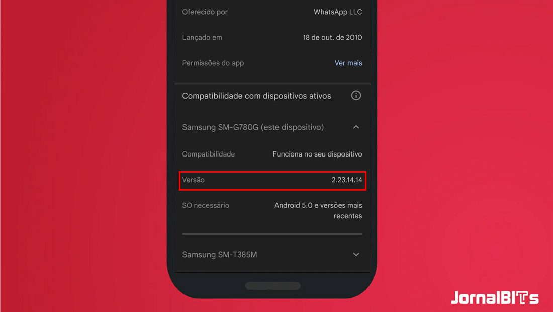 versão app loja