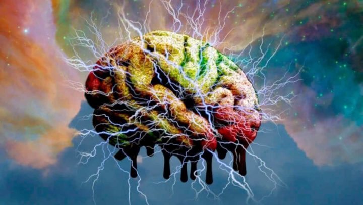 Representação do cérebro sob influência de drogas psicadélicas