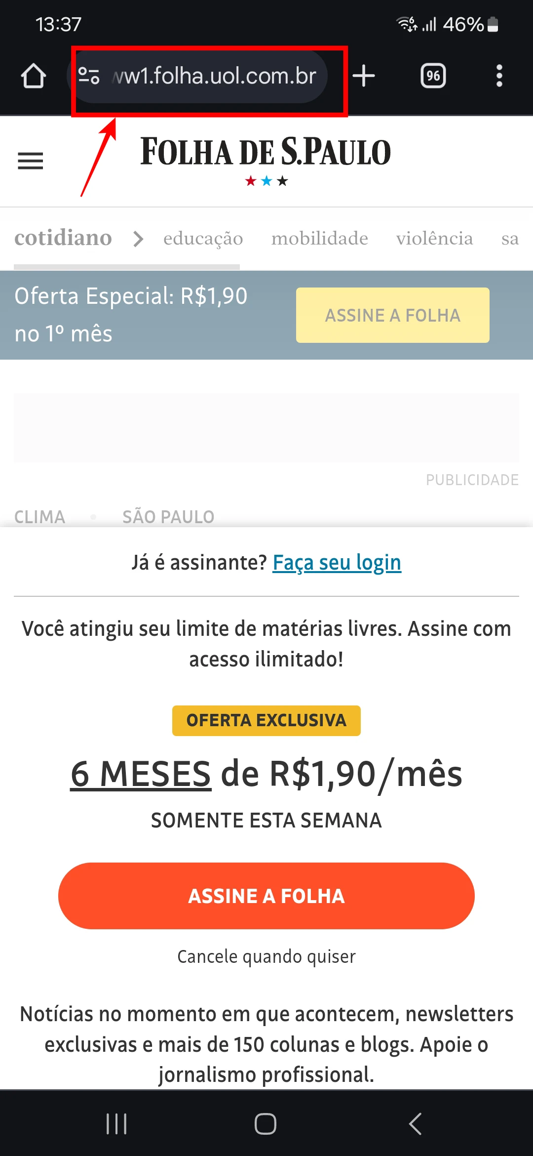 cole o link do artigo bloqueado por paywall